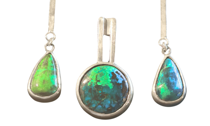 Chrysacolla Pendant & Earring Set