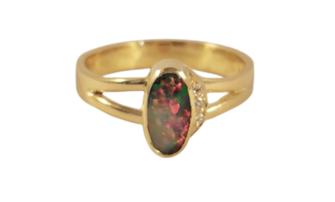 Oval Opal & Diamond Ring