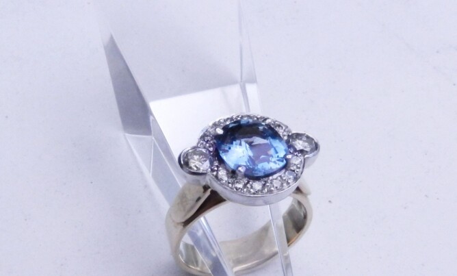 Aquamarine Halo Ring
