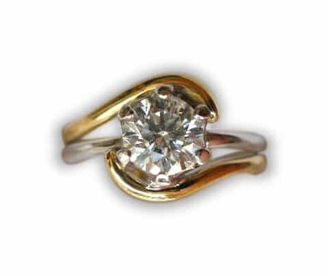 White & Yellow Gold Diamond Engagement Ring